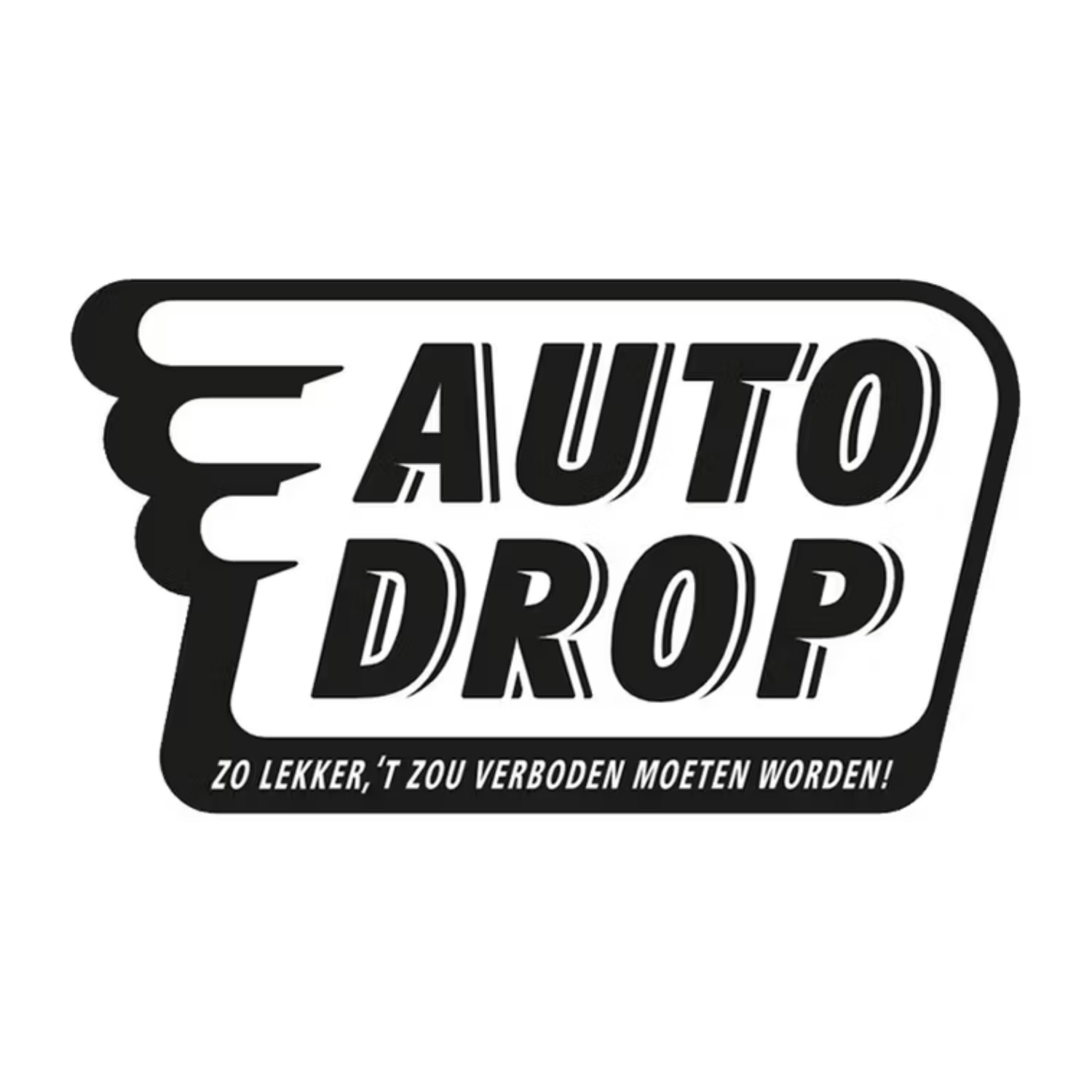 Logo of Autodrop in bold black and white, featuring stylized letters with a car tail design on the left.