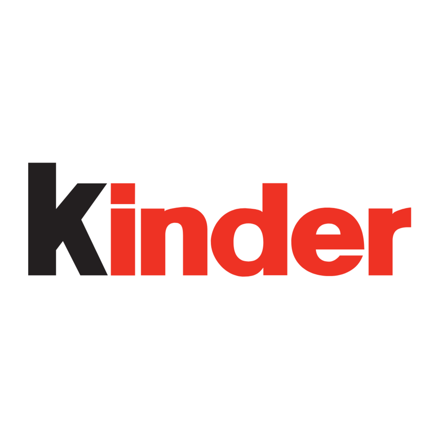 Kinder logo with black and red text on a white background.