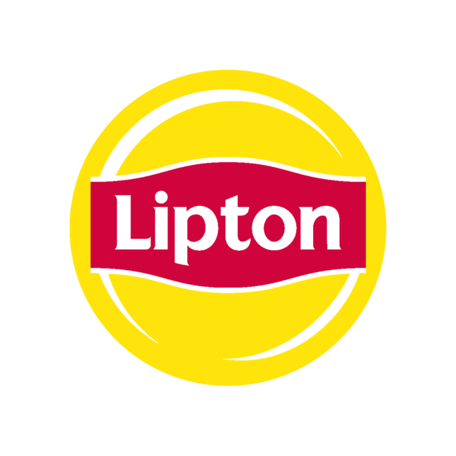 Lipton logo with white text inside a red oval shape, surrounded by a yellow circle shape.