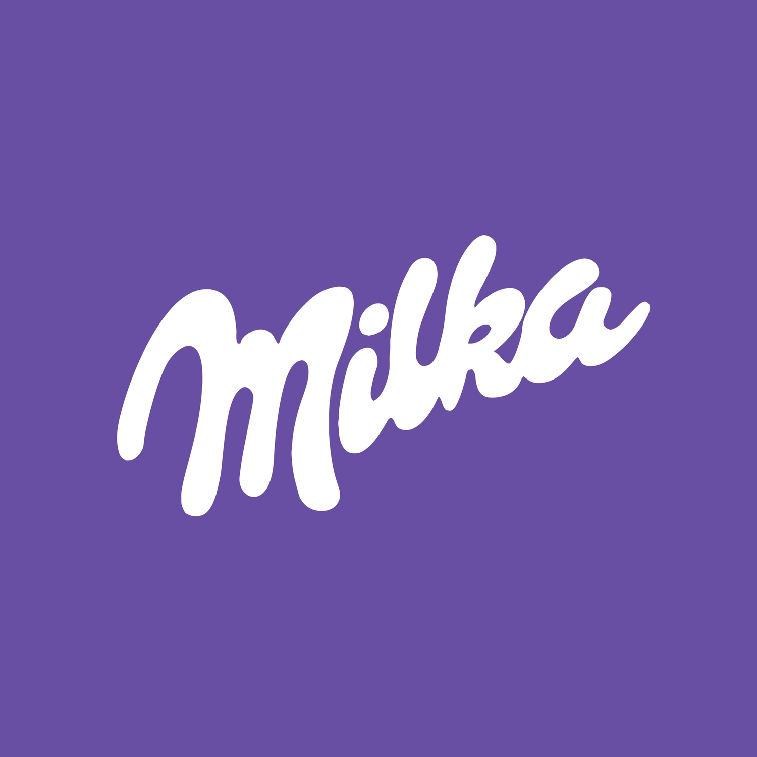 Milka logo in white script on a purple background.