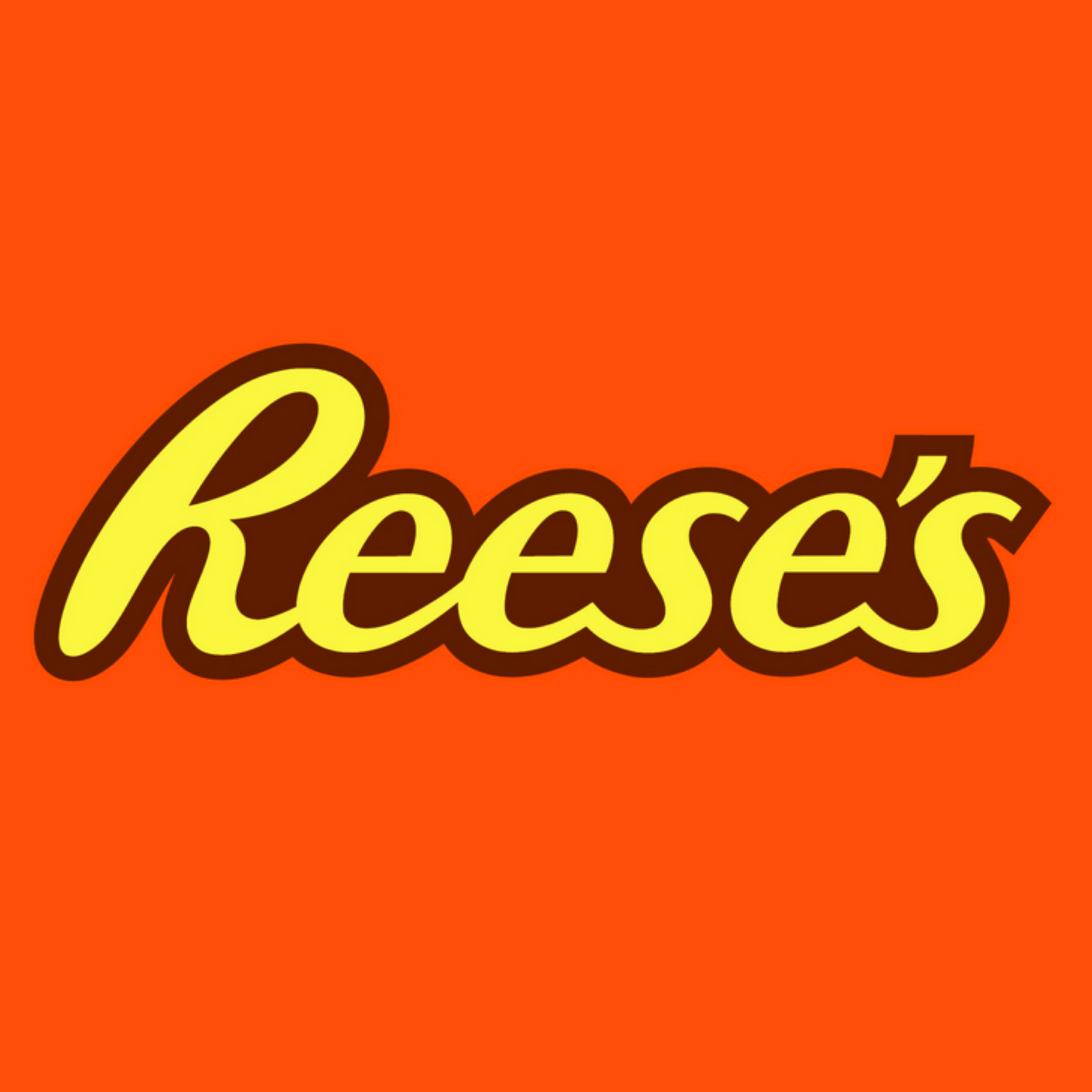 Reese's logo in bold yellow text with a brown outline on an orange background.