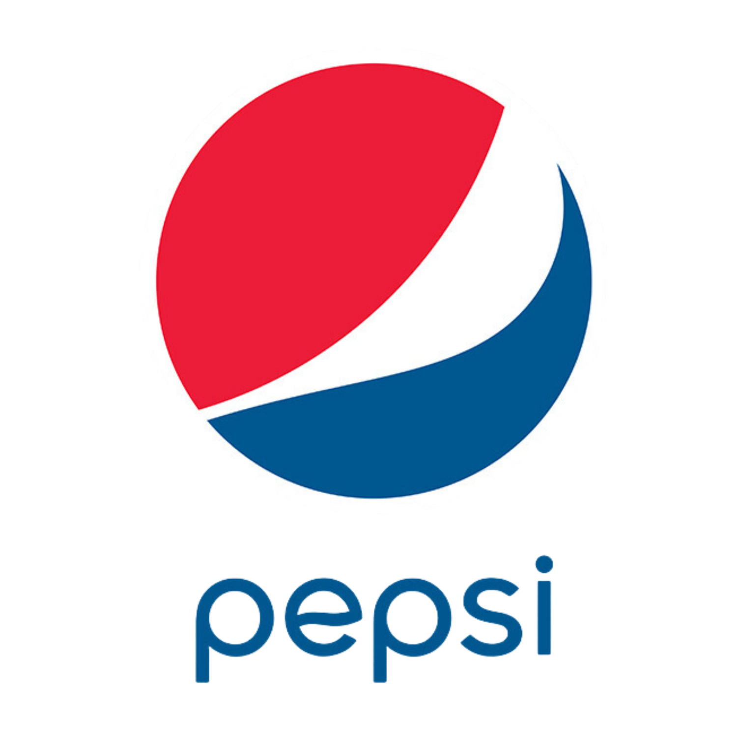 Pepsi logo featuring a red, white, and blue circle with "pepsi" written below in blue text.