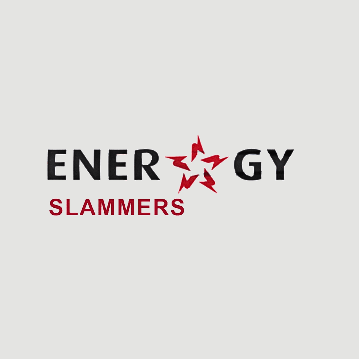 Energy Slammers logo with the word "ENERGY" in black text, featuring red lightning bolts forming a star shape in place of the letter "R," and "SLAMMERS" in red text below.