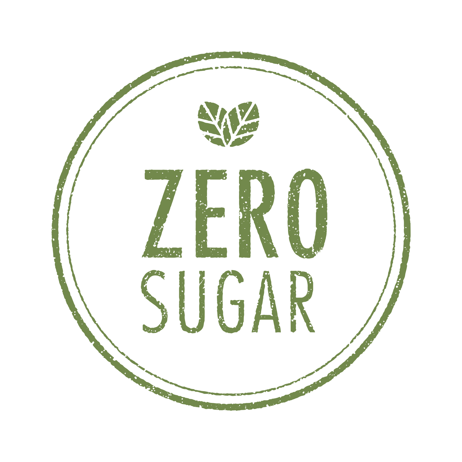Zero Sugar logo with green text inside a circular border on a white background.