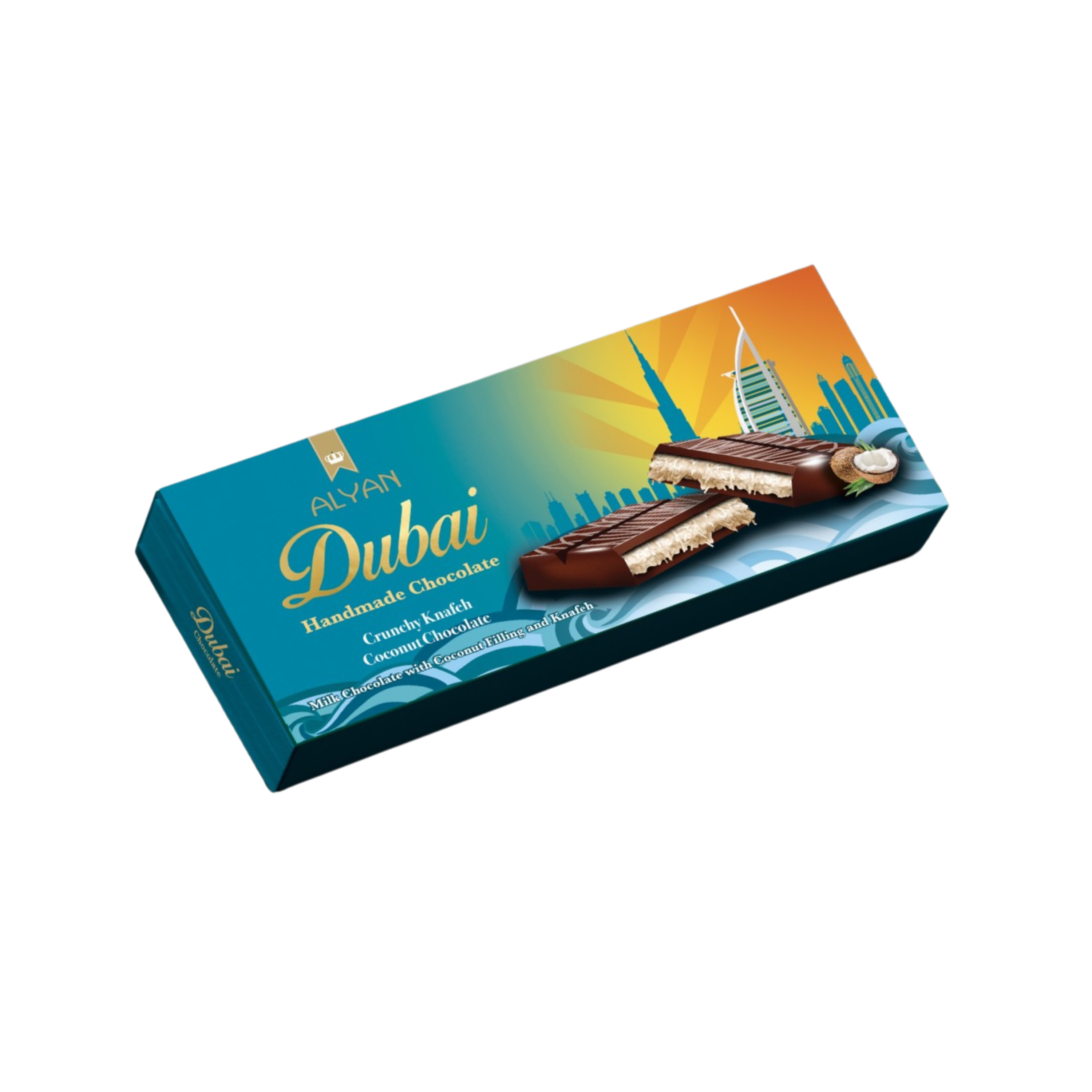 Alyan | Dubai Kokosnoot Chocolade Reep 200g | Per stuk of Doos (12 x 200g)