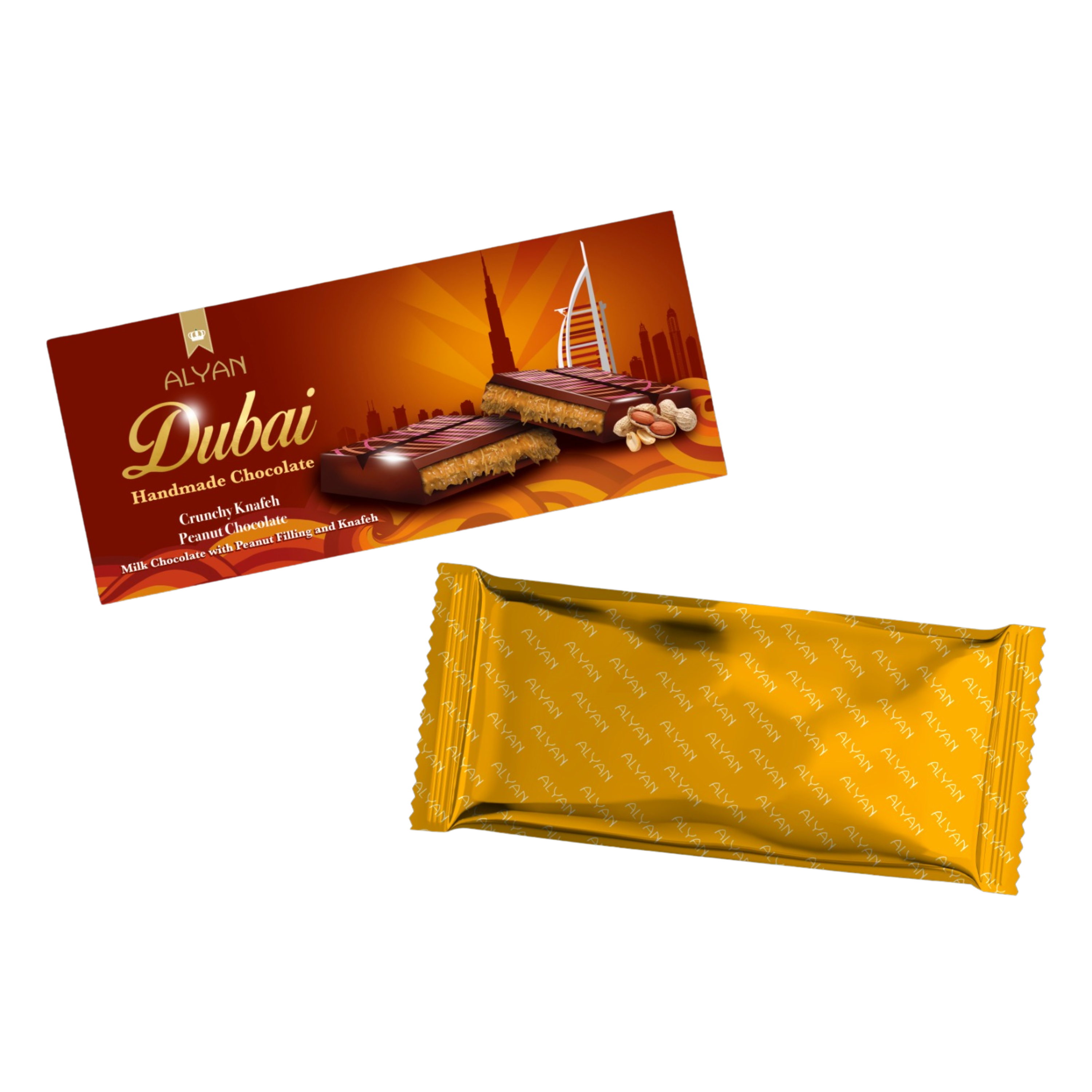 Alyan | Dubai Pinda Chocolade Reep 200g | Per stuk of Doos (12 x 200g)