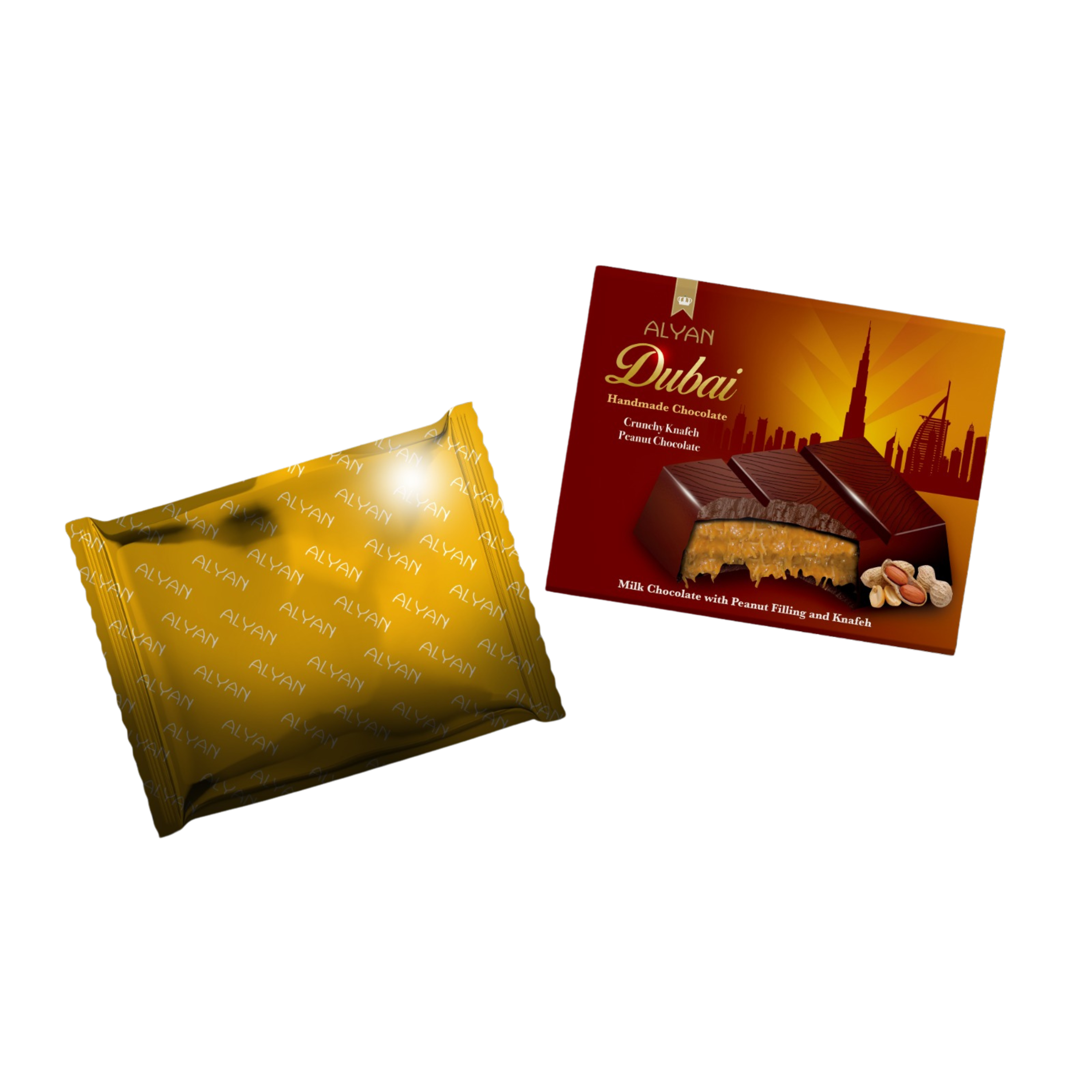 Alyan | Dubai Pinda Chocolade Reep 100g | Per stuk of Doos (12 x 100g)