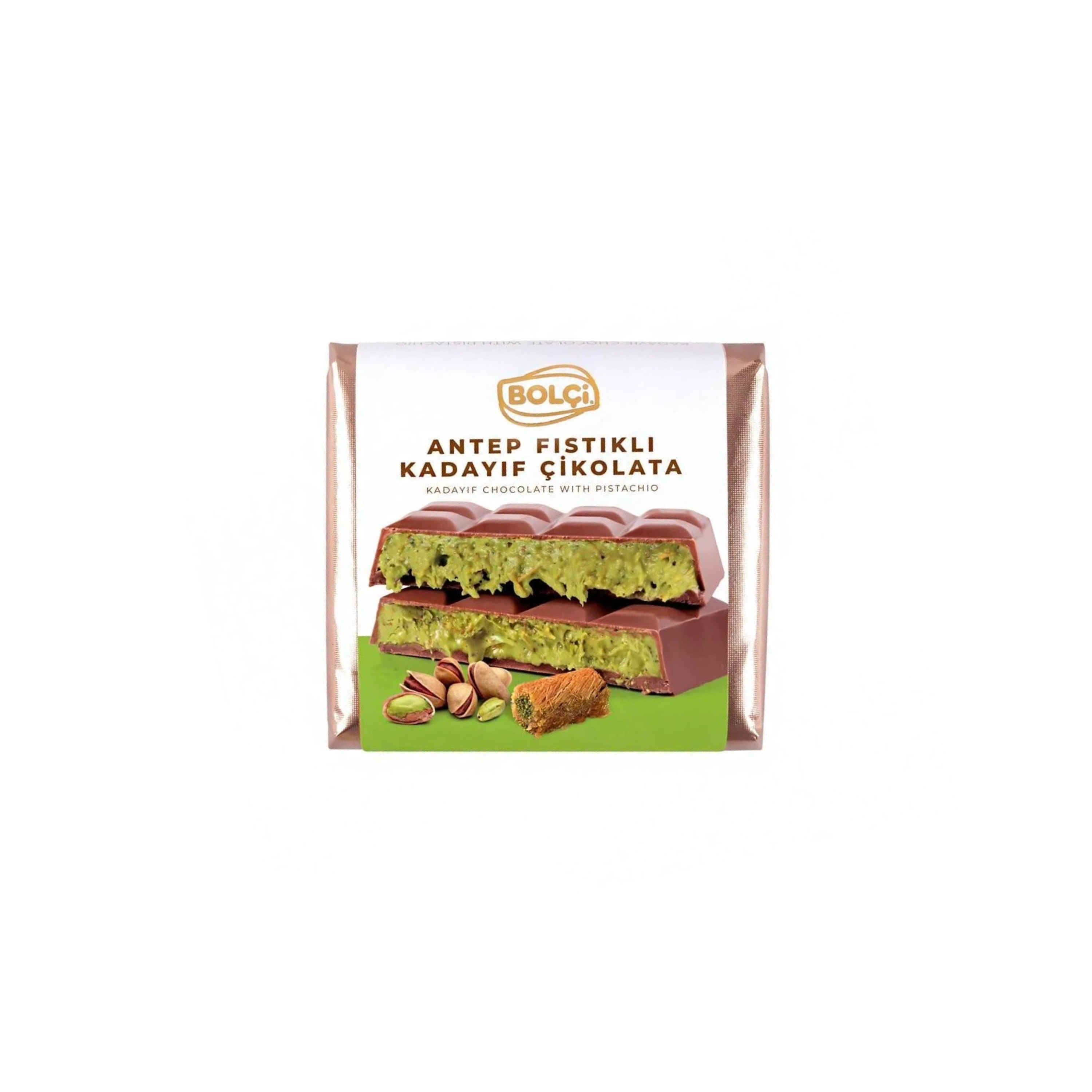 Bolci | Dubai Chocolade Reep Pistache 100g | Los of Doos (5 x 100g)