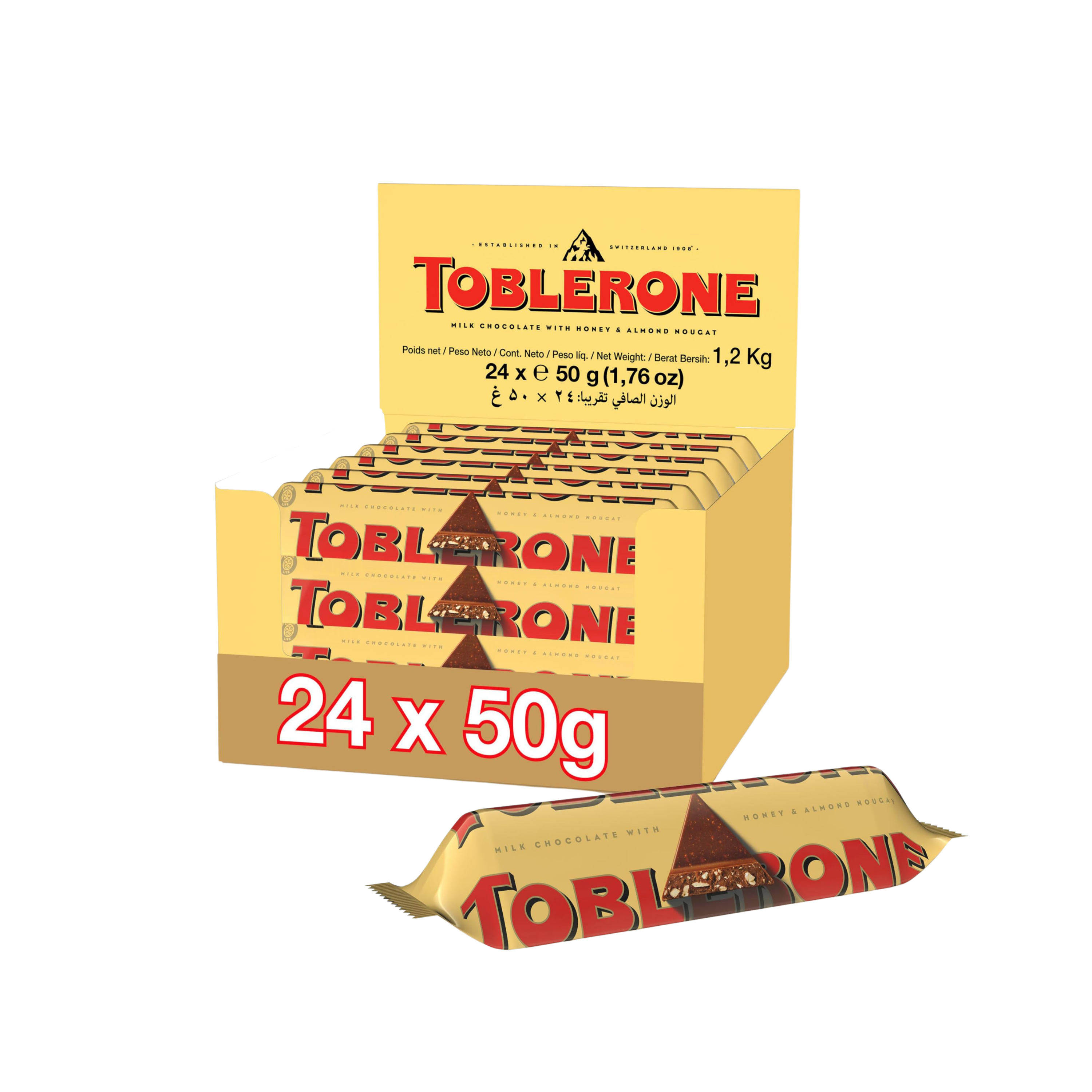 Toblerone | Melk met honing en amandelnougat | Per stuk of doos van 24